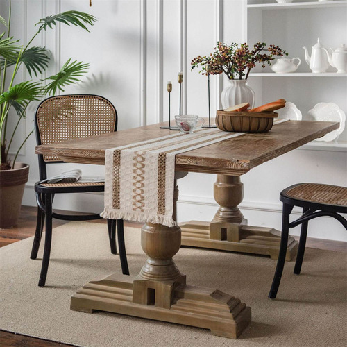 Mantel De Mesa Bohemio Y Rústico Con Flecos Para