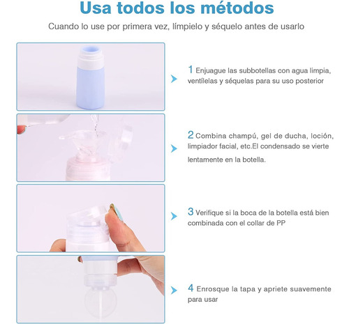 Set Botellas De Viaje Shampoo Rellenable Avion Aseo Personal