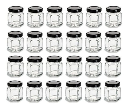 Nakpunar 24 Piezas Mini Frascos De Vidrio Hexagonal De 15 Oz