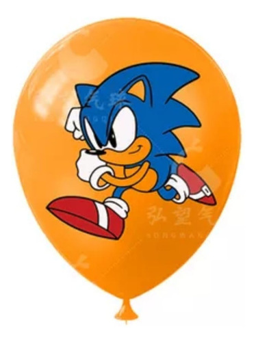 Set 12 Globos De Latex Temática Erizo Supersonico