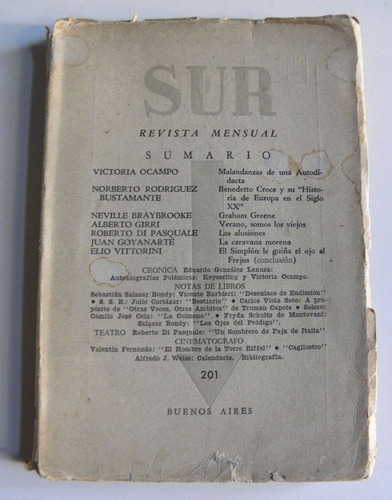 Revista Sur N° 201 Agosto De 1951