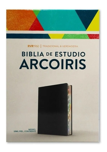 Biblia De Estudio Arco Iris Rvr60 Símil Piel Negro C/ Índice