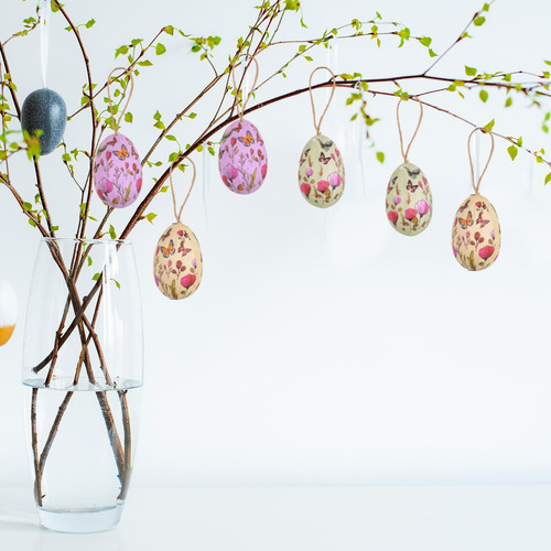 6x Decoraciones De Huevos De Pascua Estampado De Mariposas
