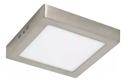 Plafon Panel Superficie Led Cuadrado Níquel 12 Watt Acero