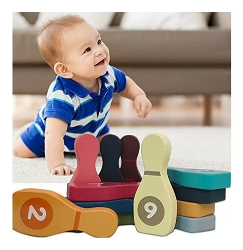 Juguete Palitroque De Madera Didactico Bowling Montessori