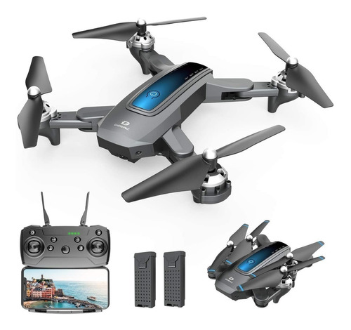 Drone DeeRC D10 con cámara HD negro 2 baterías
