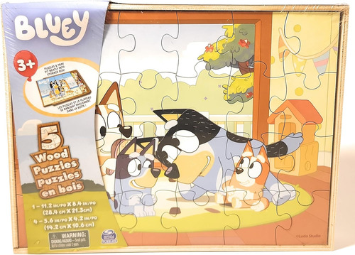 Bluey 5 Rompecabezas De Madera Con Caja De Almacenamiento, 7
