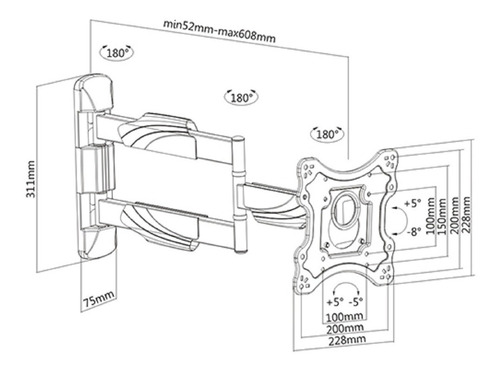 Imagen 2 de 4 de Soporte Tv Movil Samsung Serie 7 Giro 60,8cm Vesa 200x200mm