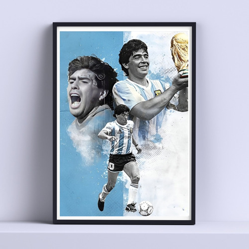 Cuadro Diego Maradona Argentina Mundial 30x40 Con Vidrio 