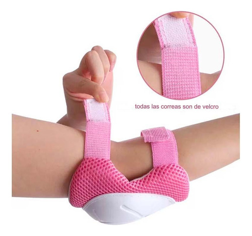Set De Protección Niñas Rosado Rodillera Codera Muñequera