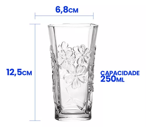 Jogo De Jarra De Vidro e Copo De Água Suco Transparente 7 Peças - Parma