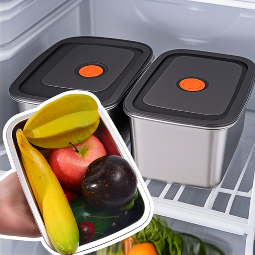Caja De Almacenamiento De Acero Inoxidable 3boxes De 1500 Ml