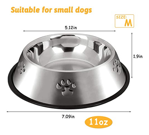 Tazón Acero Inoxidable Base Goma 4 Comederos Agua Cachorros