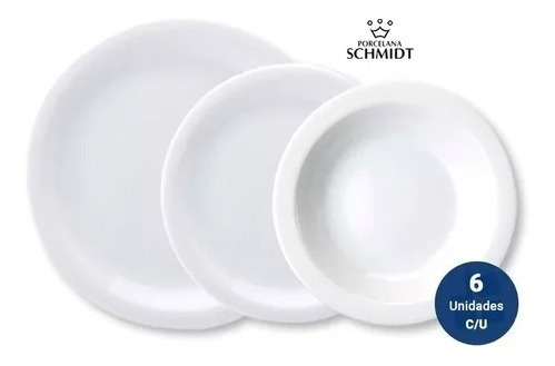 Juego Set X 18 Platos Playo Postre Hondo Porcelana Schmidt