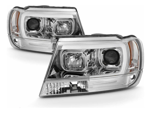 Par Faros Led Drl Jeep Grand Cherokee 1999-2004 Wj Cromados