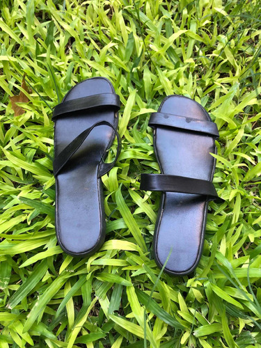 Sandalias Bajas Taco Chino Negras Talle 37 (ty) Chatitas