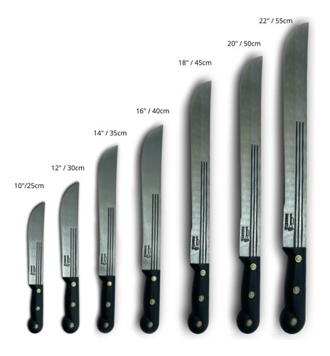 Machete tradicional legĂtimo de 3 rayas, corneta de 12 pulgadas