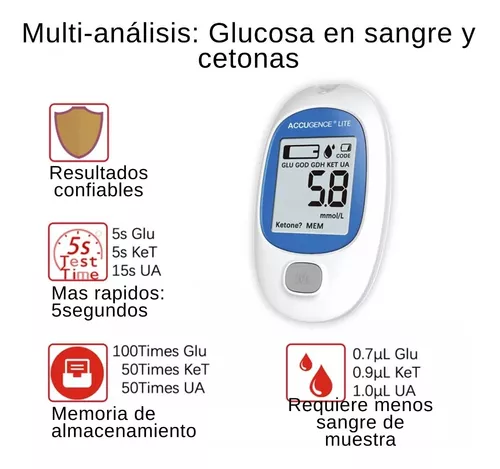 Medidor De Glucosa En Sangre Y Cetonas Lite + Kit Avanzado