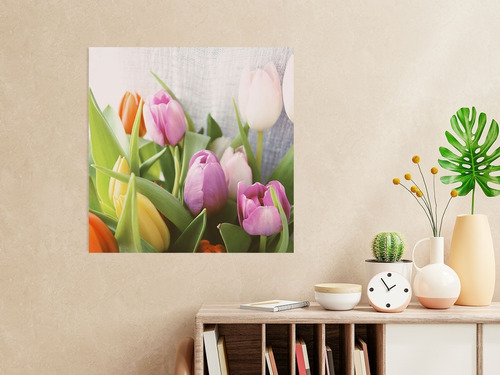 Cuadro Decorativo Canvas Tulipanes De Colores 60x60cm