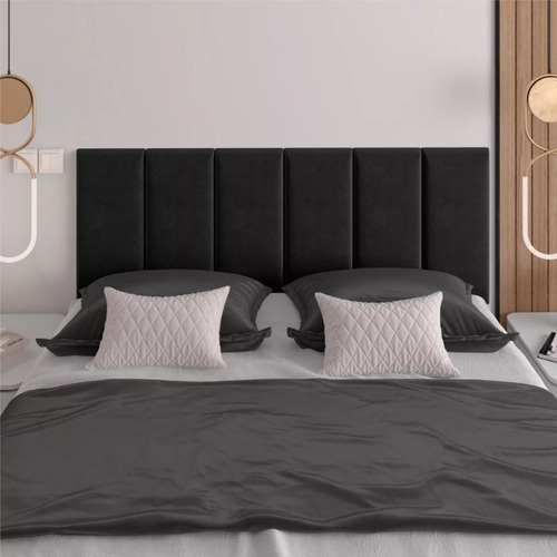 Cabeceira Modulada Cama Box Casal 1,40m 7 Módulos 20x45 Cor Preto