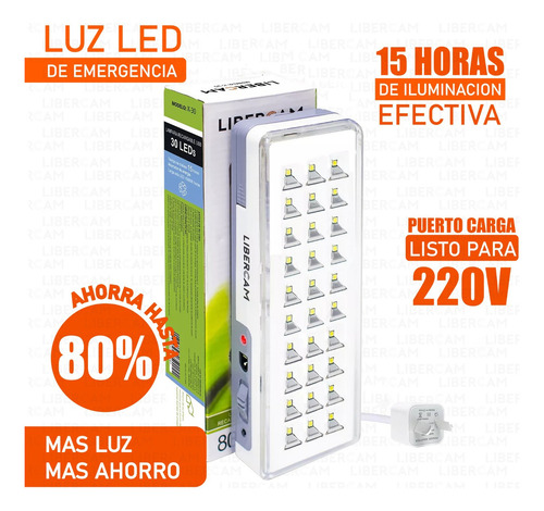 Imagen 8 de 12 de Luz De Emergencia Slt 30 Leds Slt 15 Hs Autonomía Color Blanco