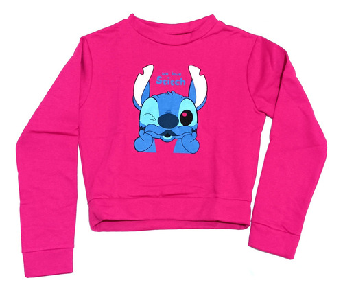 Buzo Mujer Corto Lilo & Stitch Estampa Disney Fucsia Algodón