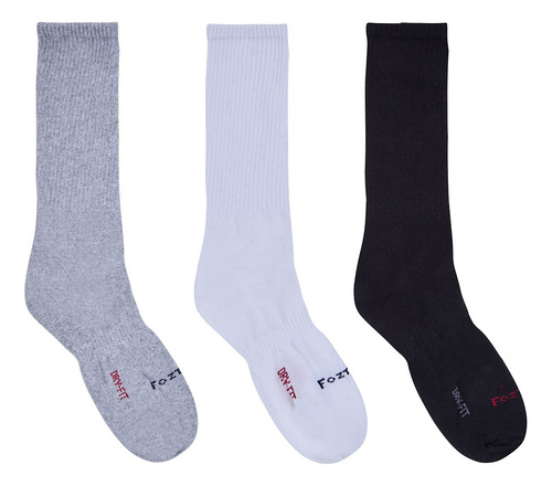 Calceta Deportiva Fozter De Caballero 6 Pack De 3 Pares Blanco/negro/gris Lisa Unitalla