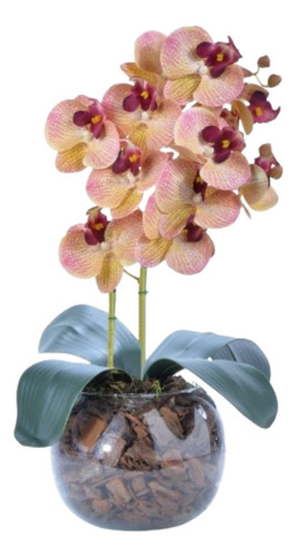 Arranjo De Orquídea Artificial Outonada Em Aquário Incolor