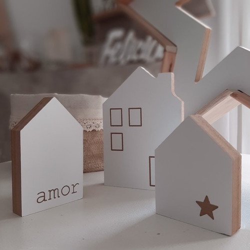 Imagen 3 de 3 de Casitas De Madera Nordicas Escandinavas Decorativas De Mdf
