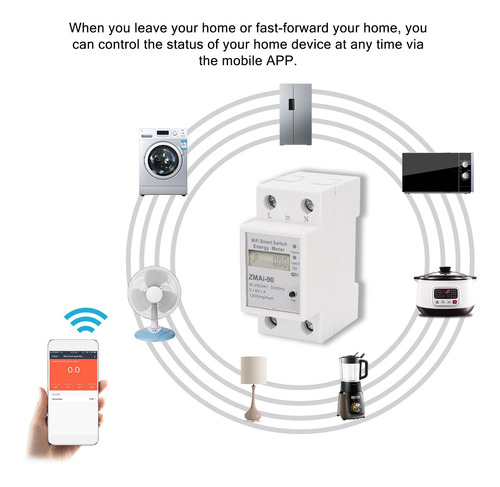 Imagen 8 de 9 de Monofásico Din Rail Wifi Medidor De Energía Inteligente