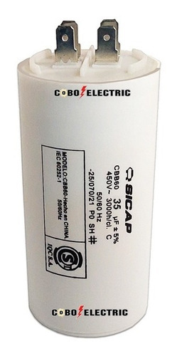 Capacitor Permanente 35 Uf Mf Para Motores Aires 450v Cbb60