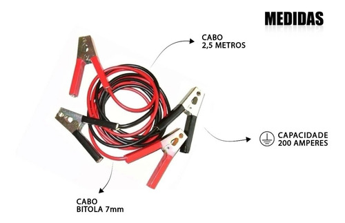 Imagem 4 de 7 de Cabo Auxiliar Partida Automotivo 200 Amperes 2,5mts Promoção