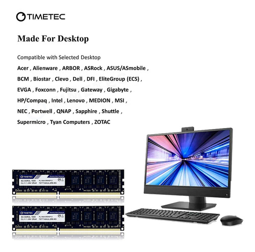 Kit De Memoria Ddr3l Timetec Hynix Ic, (2 X 8 Gb, 1600 Mhz,
