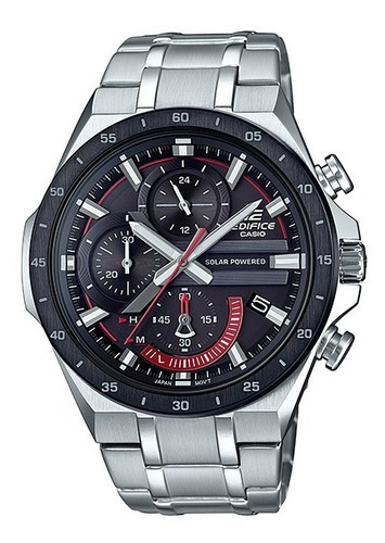 Reloj Casio Edifice Eqs-920db Solar Color De La Malla Plateado Color Del Fondo 1a