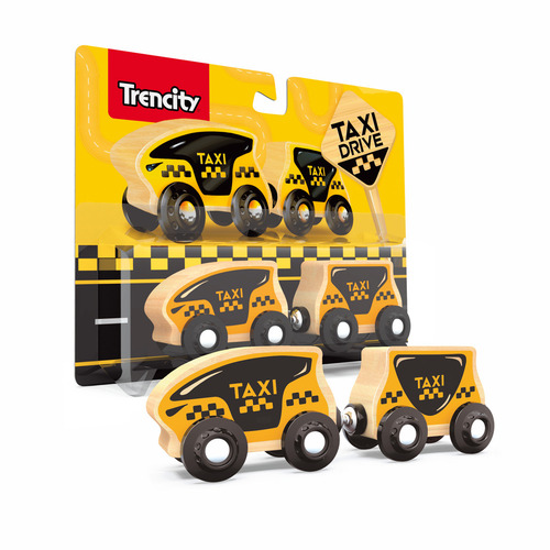 Imagen 2 de 3 de Trencity Pack Personajes Vehiculos Imantados C/ Vagon Madera Color Madera Personaje Taxi Drive