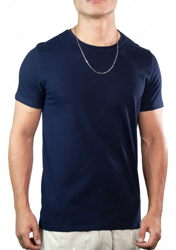 Camiseta Básica Masculina Algodão Premium E Elastano Lisa