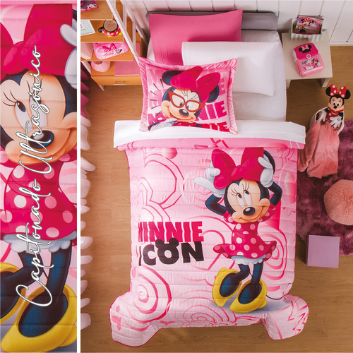 Edredón Ligero Minnie Coquette Individual Colchas Concord Rosa Rosa