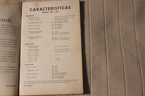 Matchless 350 & 500 1946-49 Manual De Instrucciones (Usado)