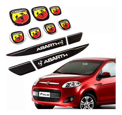 9  Emblemas Abarth Fiat Palio Adesivos Resinado Kit Res19