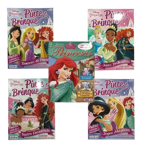 Revista PINTE e BRINQUE DISNEY com Lápis de Cor 6 Cores Passatempo, Jogos,  Atividades, Pintar e Colorir Princesas DISNEY, acom- panha caixinha de  lápis de cor 6 cores