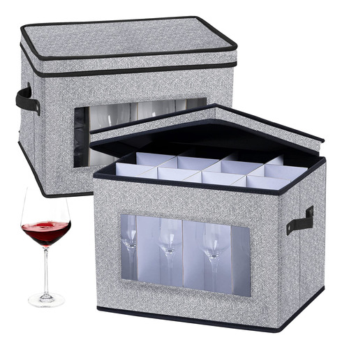 Stemware - Juego De 2 Cajas De Almacenamiento Para Copas De