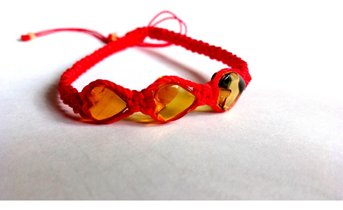 Pulsera Ámbar Auténtico Ajustable Bebé Forma Corazon