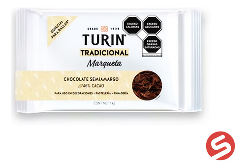 Turin Marqueta Tradicional Chocolate Semiamargo 46% Cacao 1