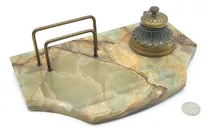 Comprar Escribania Tintero Antiguo Marmol Y Bronce - Escritorio