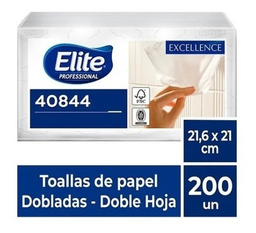 Imagen 1 de 1 de Toalla Interfoliada Elite  18ptsx200u D/h Extra Blanca