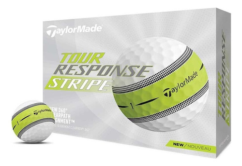 Pelotas Golf Taylormade Tour Response Stripe X12 Color Blanco C/Amarillo