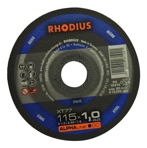 Disco Corte Acero Carbon Rhodius 3/64 X 4.1/2  Alfa