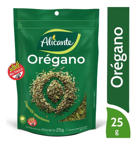 Alicante Especias Oregano Seleccionado X 25g Sin Tacc