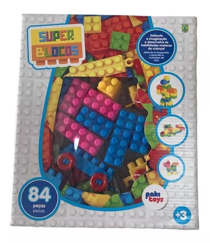 Blocos de Montar Infantil 84 peças Super Blocos Brinquedo