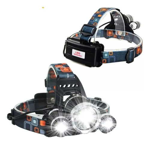 Lanterna Cabeça Recarregável Profissional C/ 3 Leds Forte